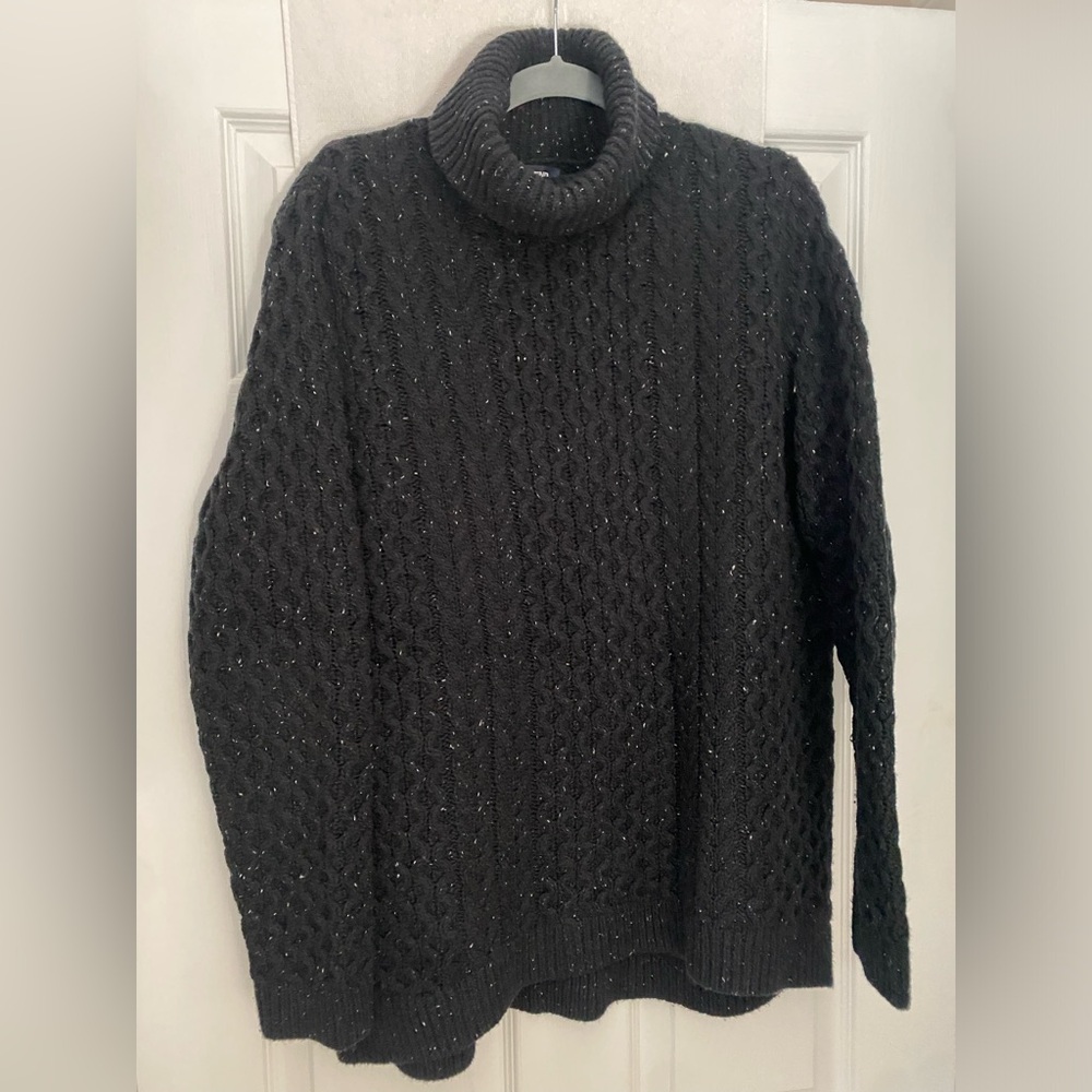 Lands End black with white turtle neck size LG